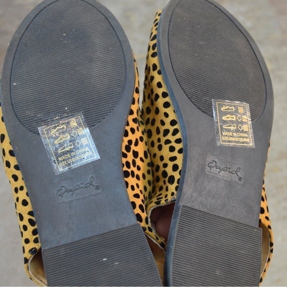 NWOT Qupid Cheetah Print Faux Suede Open Toe Flat Sling Back Sandals, Size 9 - Picture 6 of 9